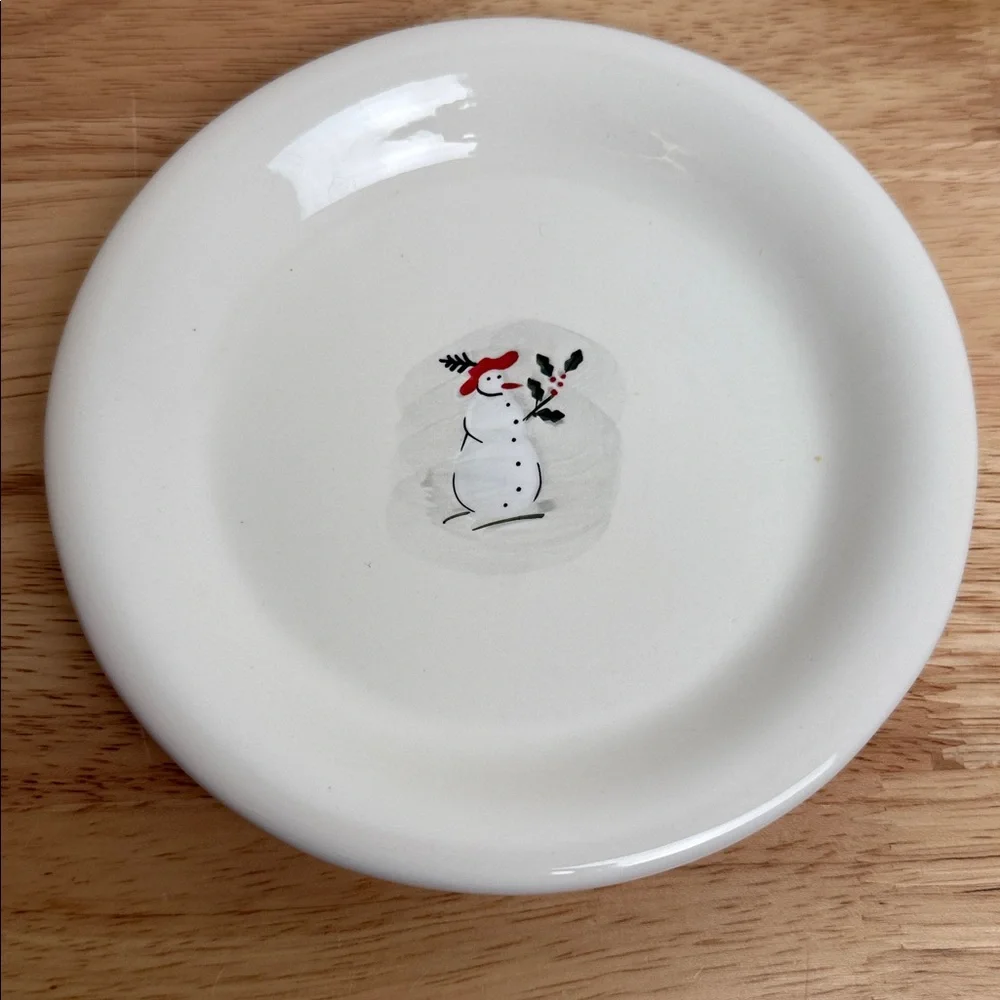 Williams Sonoma | Snowman (set of 6) Dessert Plates - Festive Red 2006